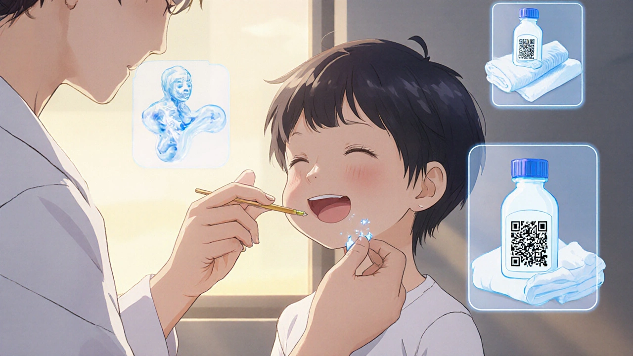 Dermatologist applying safe cream to child&#039;s face with safe alternatives shown